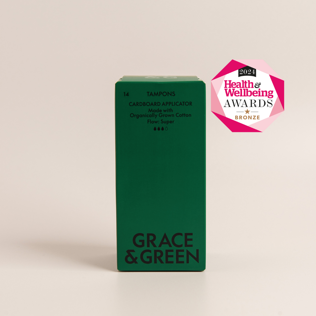 Grace & Green Organic Cotton Tampons Biodegradable Applicator Super Absorbency