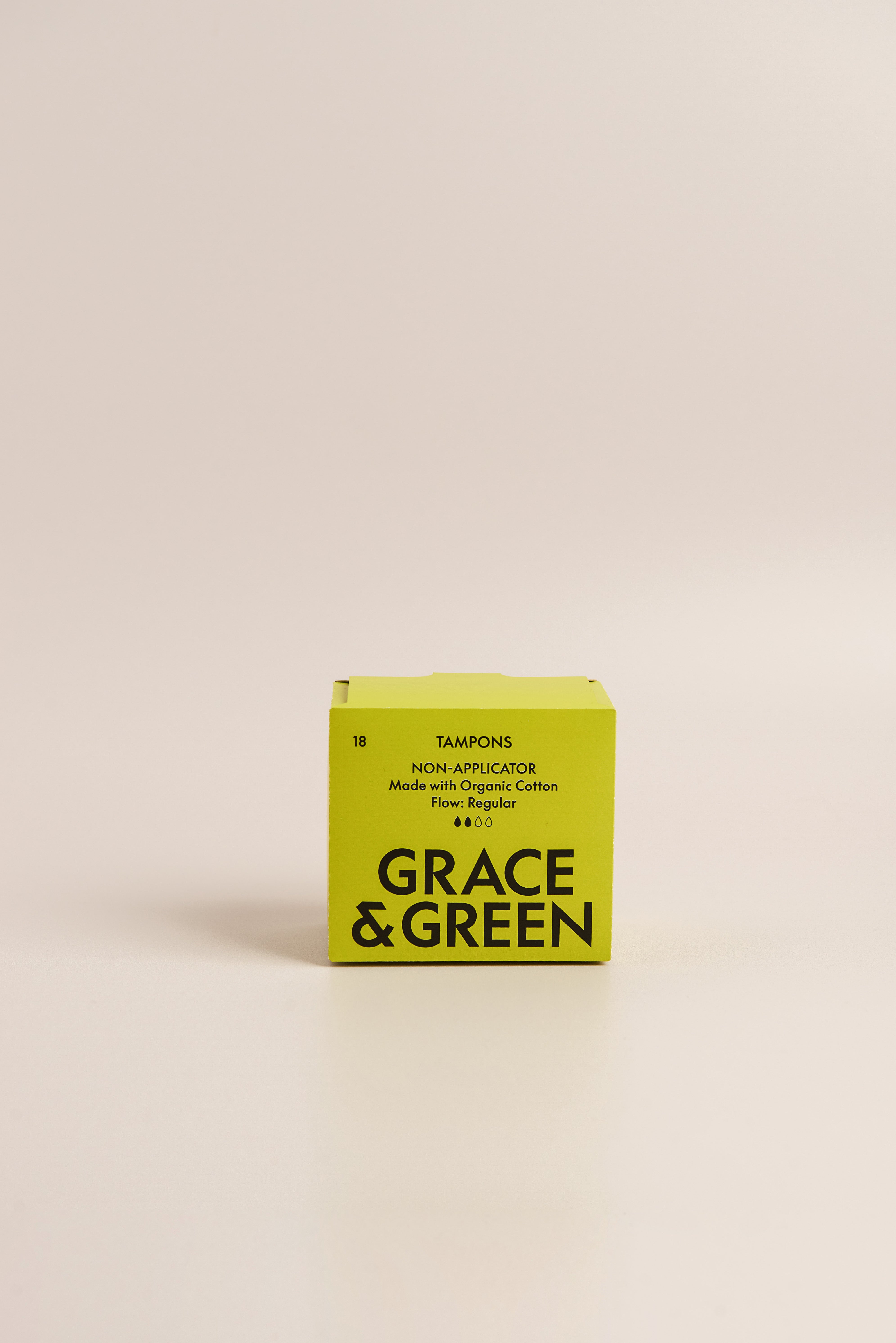 Grace & Green Organic Cotton Non-Applicator Naked Regular Absorbency Tampons