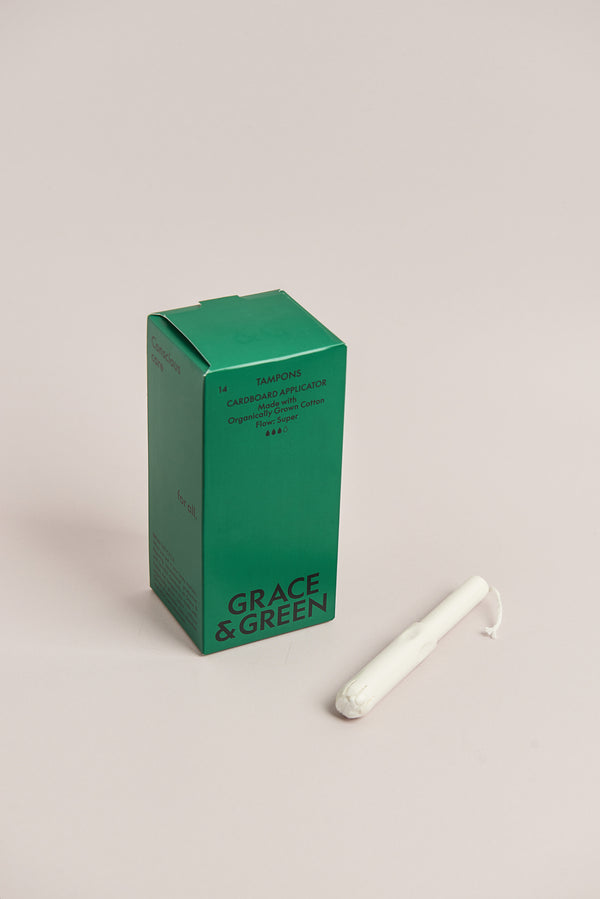 plant based plastic tampon applicator Grace & Green Organic Cotton Tampons Biodegradable Applicator Super Absorbency
