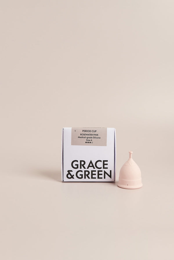 A box containing a reusable menstrual cup for eco-friendly and sustainable period care